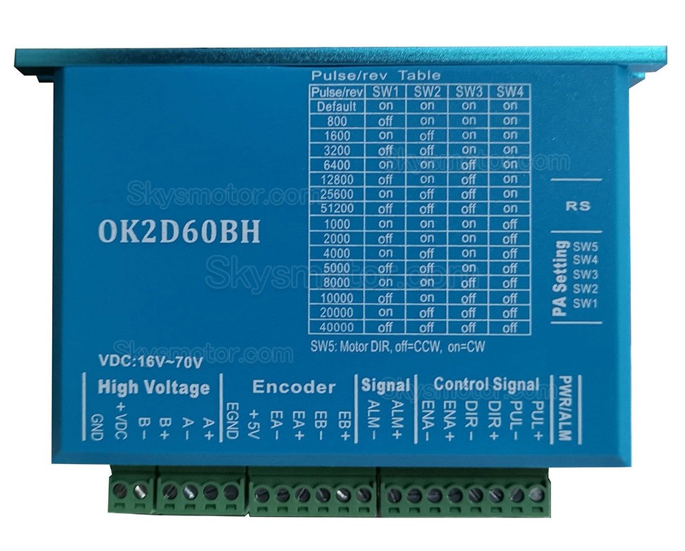 Nema 23, 24 クローズドループステッピングモーター用ドライバー OK2D60BH 0-5.6A 16-70VDC